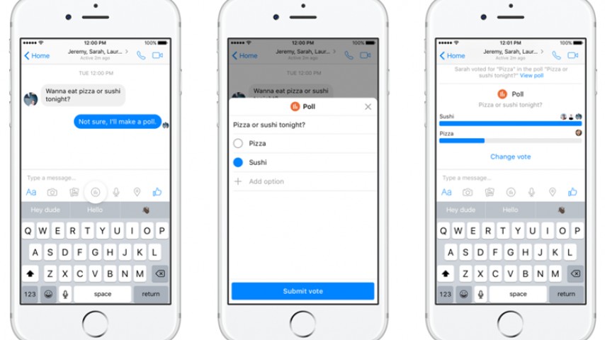 Facebook Messenger'a Anket Özelliği Getiriliyor